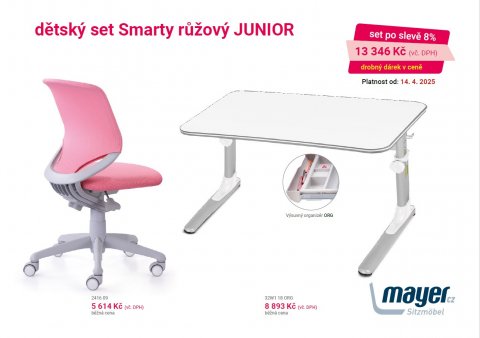 Dětský set Mayer – rostoucí židle SMARTY a rostoucí stůl JUNIOR, růžový + dárek